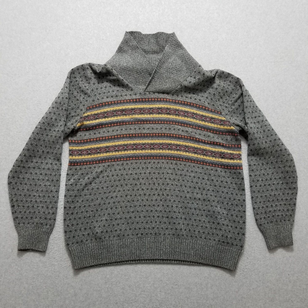 Levis Sweater Mens‎ Large Gray Shawl Neck Long Sleeve Pullover